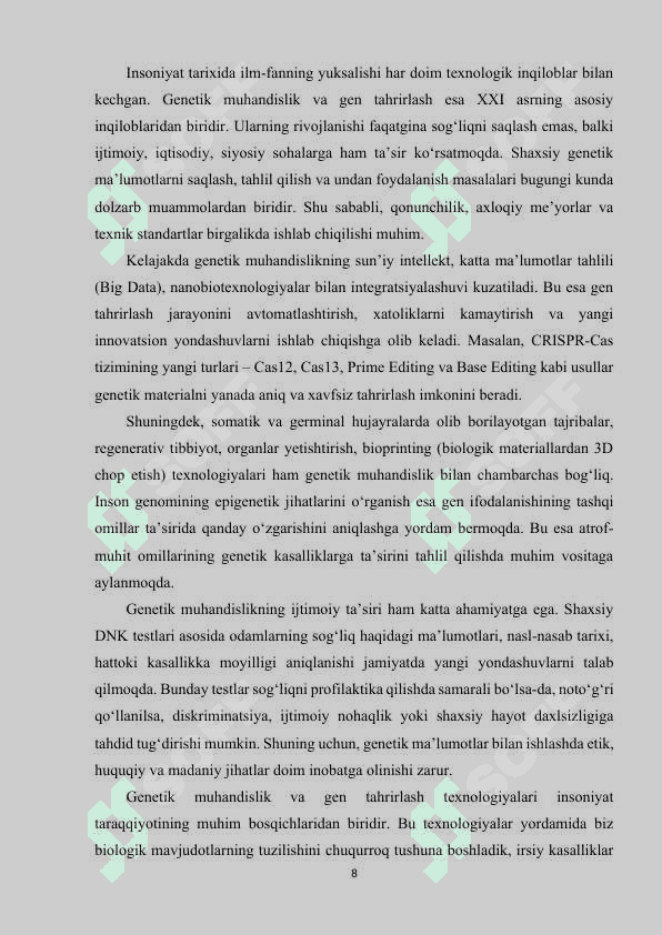 CRISPR  CAS9 TEXNOLOGIYASINING IRSIY KASALLIKLARNI DAVOLASHDAGI ROLI. 7