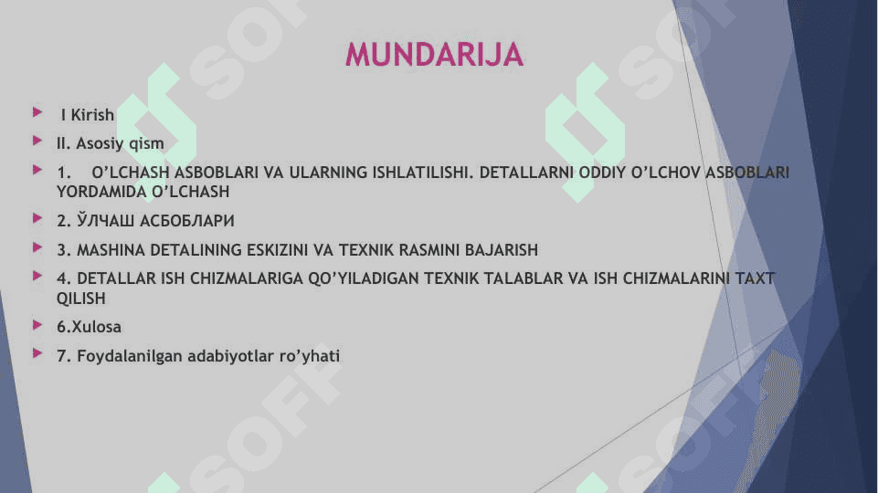 O’LCHASH ASBOBLARI VA ULAR BILAN DETALLARIN O’LCHASH 2