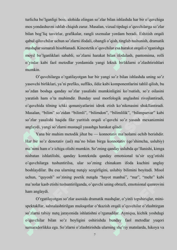 Undov so’zlar mavzusini o’qitish usullari 7