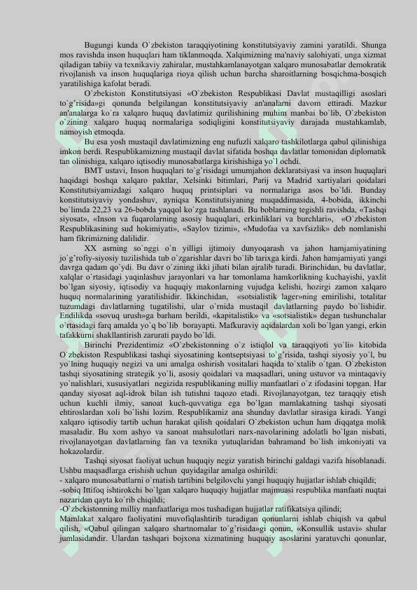 O`ZBEKISTON VA JAHON HAMJAMIYATI 2