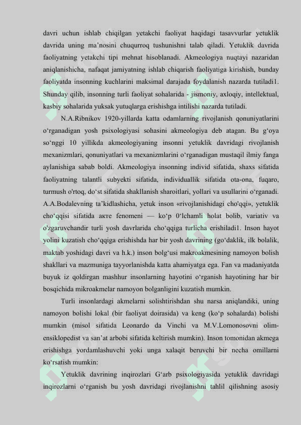 Yetuklik davrida psixik rivojlanish xususiyatlari 4