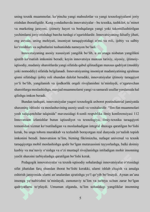 TA’LIM -TARBIYA TIZIMIGA INNOVATSIYON YONDOSHUV VA UNING MAZMUN-MOHIYATI 5