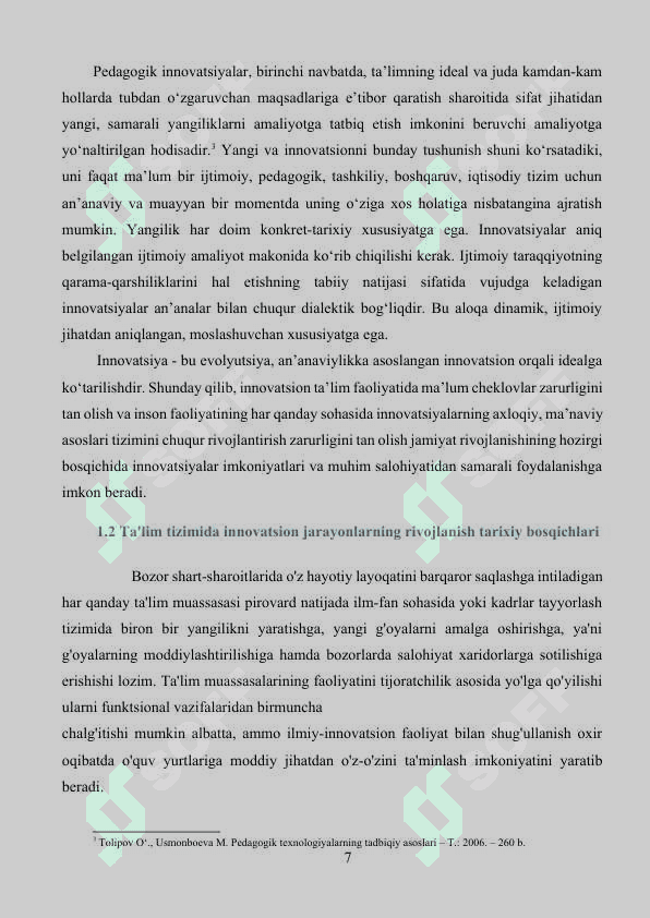 TA’LIM -TARBIYA TIZIMIGA INNOVATSIYON YONDOSHUV VA UNING MAZMUN-MOHIYATI 7