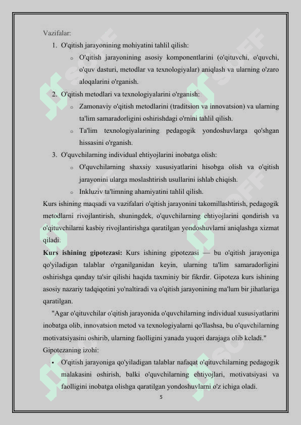 O’QITUVCHINING PEDAGOGIK MALAKASI VA UNI O’QITISHDAGI O’RNI 5