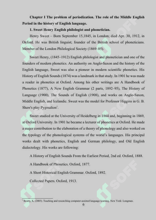 ANALYSIS OF H. SWEET METHOD: OBJECTIVES, FUNCTIONS AND PRINCIPLES 6