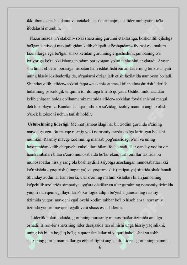 Metodika uyushmasini ishini tashkil etish va unga rahbarlik qilish 6