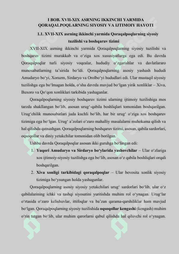 XVII-XIX asrning ikkinchi yarmida Qoraqalpoqlar 6