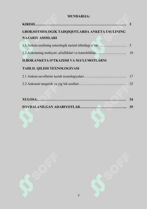 ANKETA TUZISH VA O'TKAZISH TEXNIKASI 2