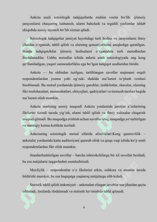 ANKETA TUZISH VA O'TKAZISH TEXNIKASI 6