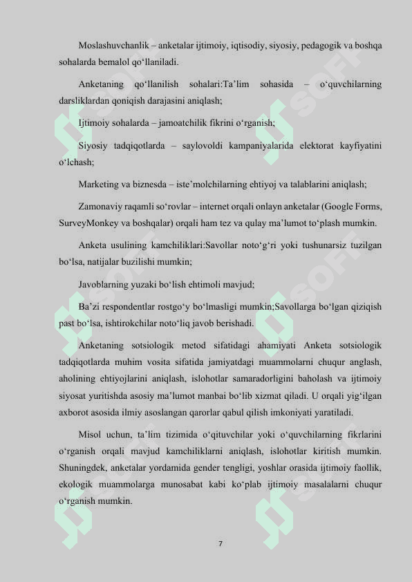 ANKETA TUZISH VA O'TKAZISH TEXNIKASI 7