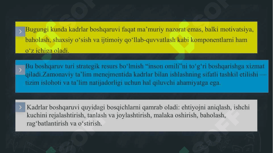 Kadrlar boshqaruvi va rag‘batlantirish mexanizmlarini takomillashtirish yo‘llar 5
