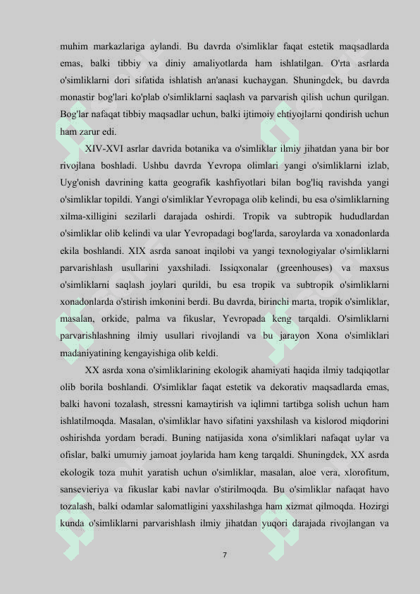 XONA O’SIMLIKLARI VA ULARNING KELIB CHIQISHI 7