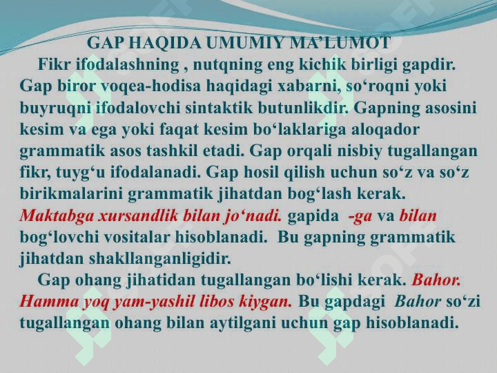 Gap mavzusi yuzasidan amaliy mashg`ulot 3