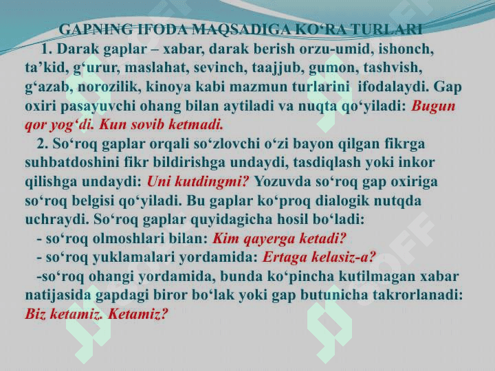 Gap mavzusi yuzasidan amaliy mashg`ulot 6