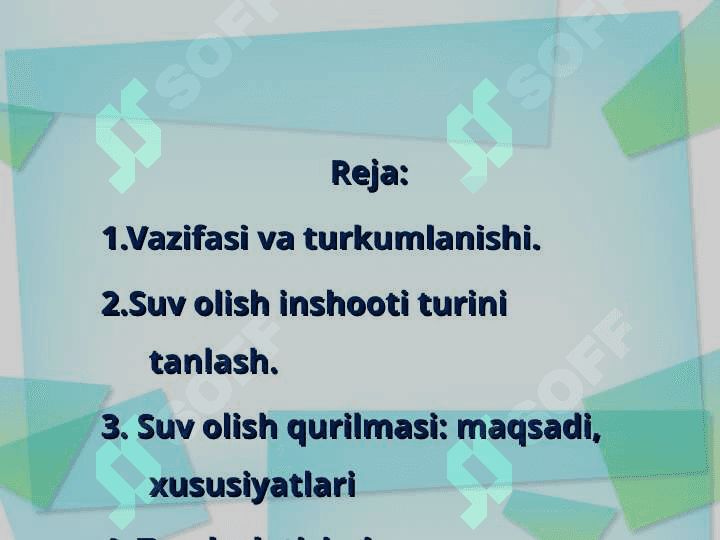 Suv olish inshootlari va qurilmalari 3