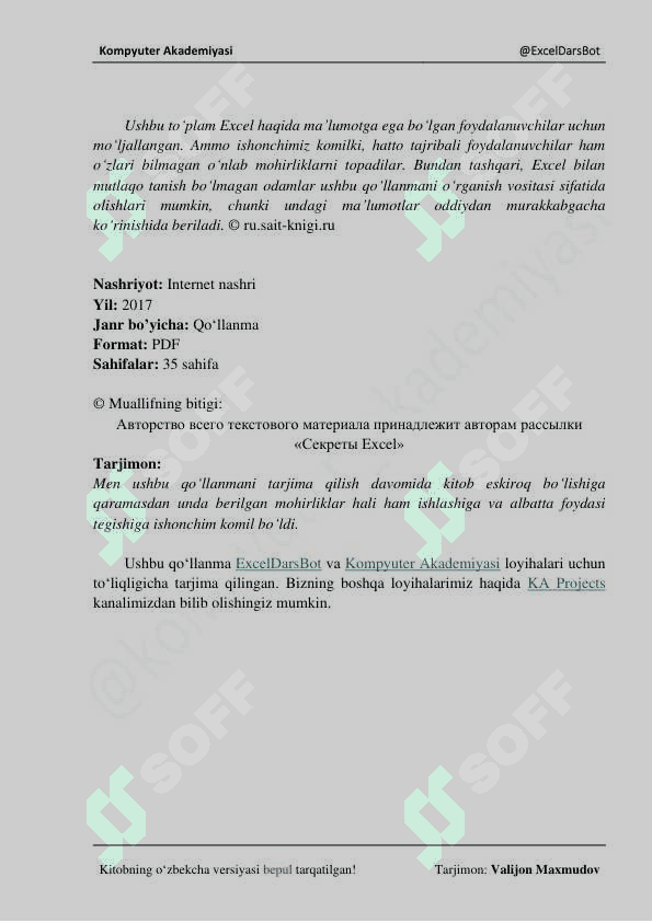 Excel dasturidagi 201 mohirlik 2