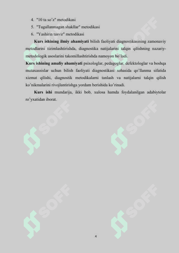 Bilish faoliyatini diagnostika qilish  metodikalari 4