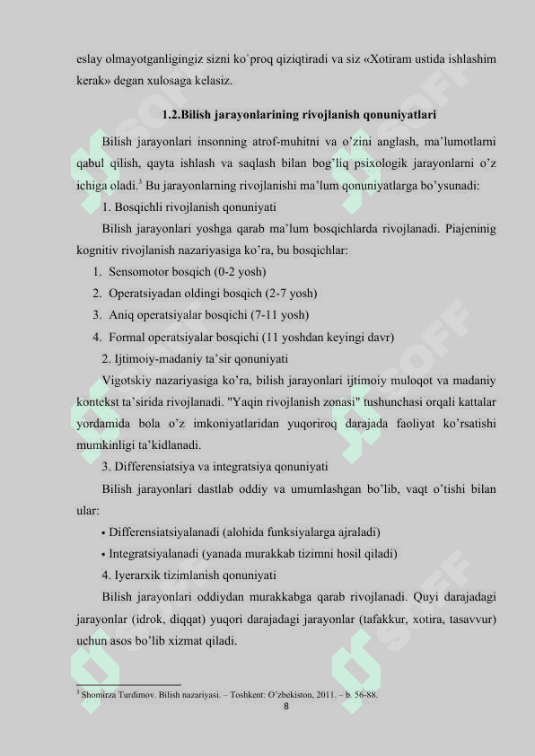 Bilish faoliyatini diagnostika qilish  metodikalari 8
