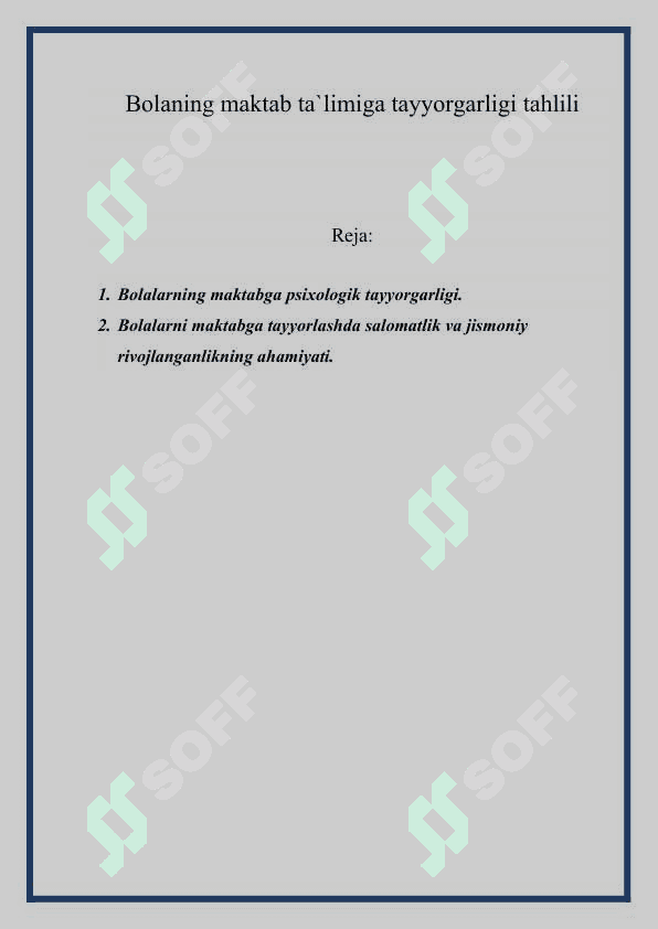 Bolaning maktab ta`limiga tayyorgarligi tahlili 2