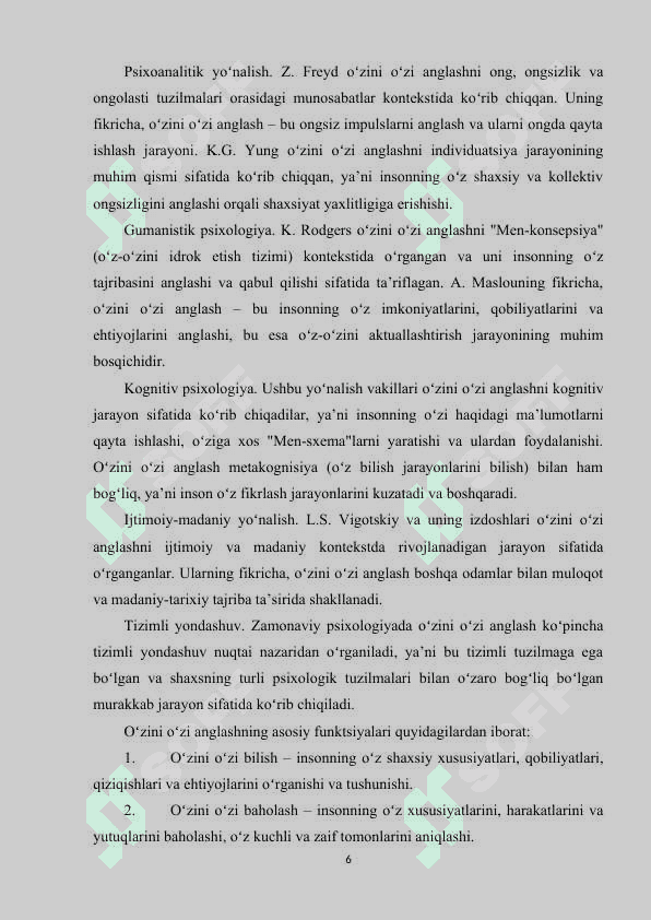 oʻzini oʻzi anglash psixodiagnostikasi obyekti sifatida 6