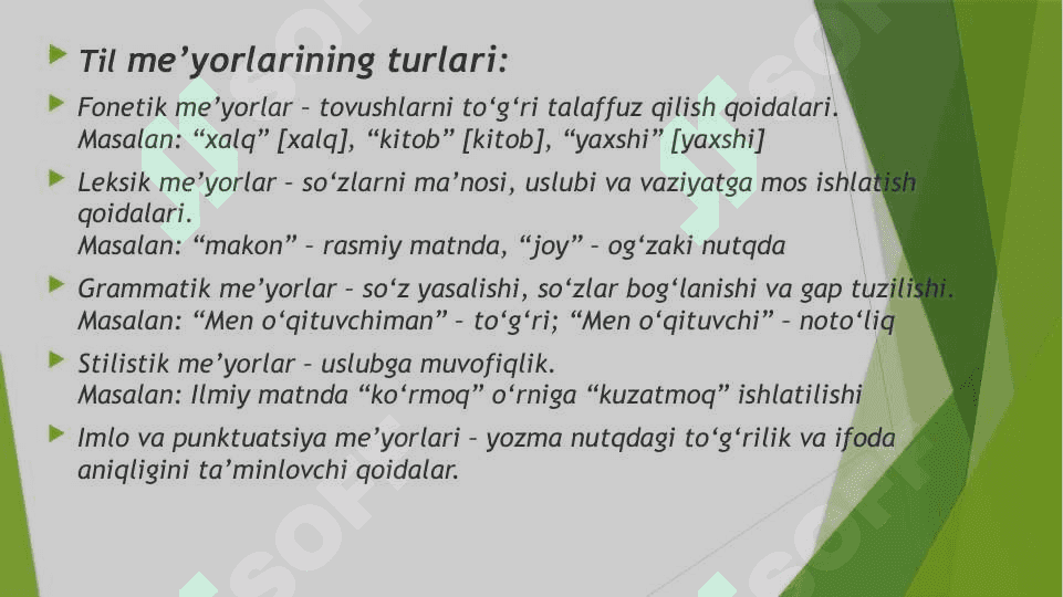 3.Hozirgi o'zbek tilida lison,nutq,me'yor munosabati 2