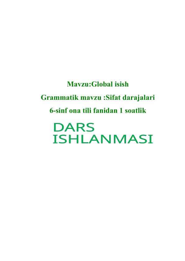 dars ishlanma Global isish            dars ishlanma Sifat darajalari