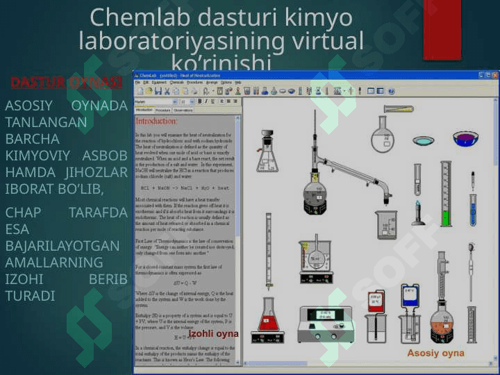 ChemLab dasturida ishlashChemLab dasturida ishlash 2