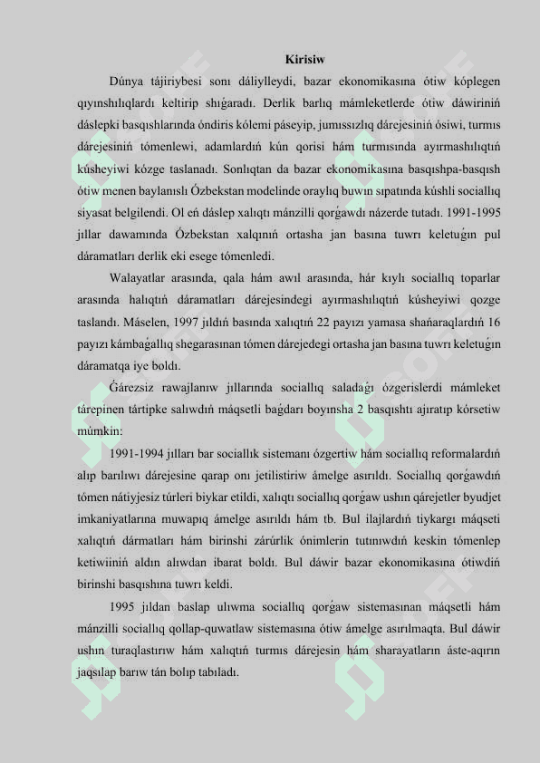 Ózbekstan social tarawda ámelge asırılıp atırǵan ózgerisler mazmunı hám mánisi.docx 2