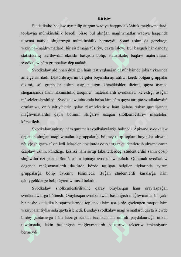 Statistikalıq maǵlıwmatlardı svodkalaw hám gruppalaw.docx 2