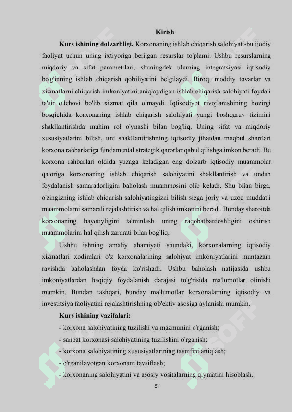 Korxona salohiyati va uni baholash.docx kurs ishi 5