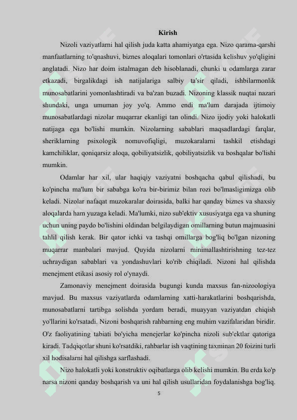 Korxonalarda nizolarni boshqarish.docx kurs ishi 5