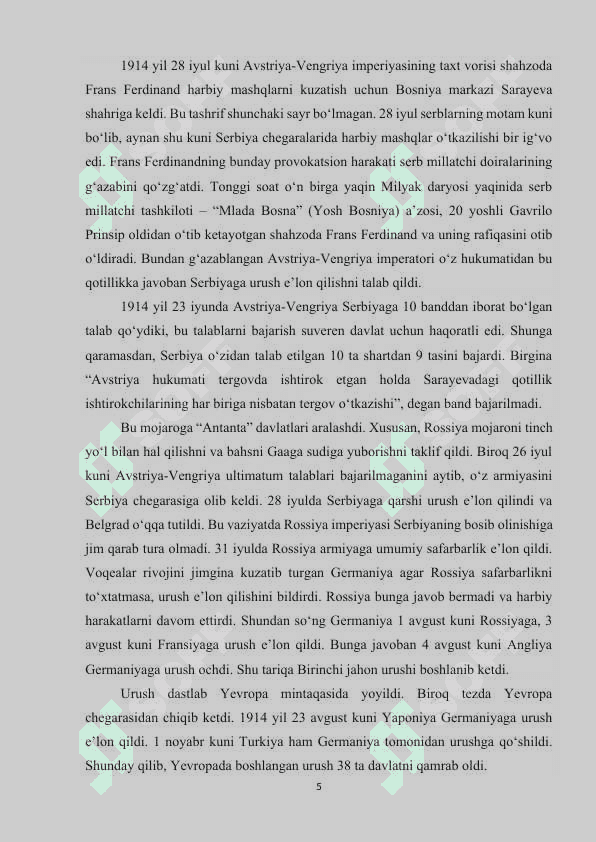 Avstro-Vengriya birinchi jahon urushi yillarida. 5