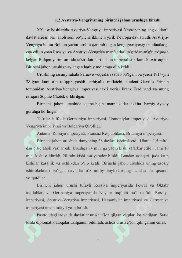 Avstro-Vengriya birinchi jahon urushi yillarida. 8