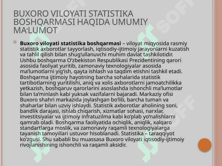 BUXORO VILOYATI STATISTIKA BOSHQARMASI HAQIDA  HISOBOT.pptx 3