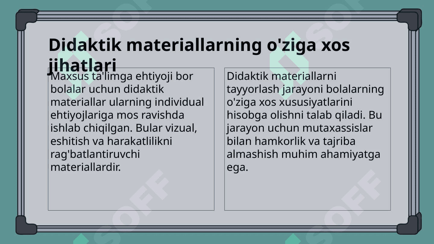 Alohida ta'lim ehtiyojlari bo'lgan bolalar bilish jarayonlarini rivojlantirish bo'yicha didaktik materiallar tayyorlash 7