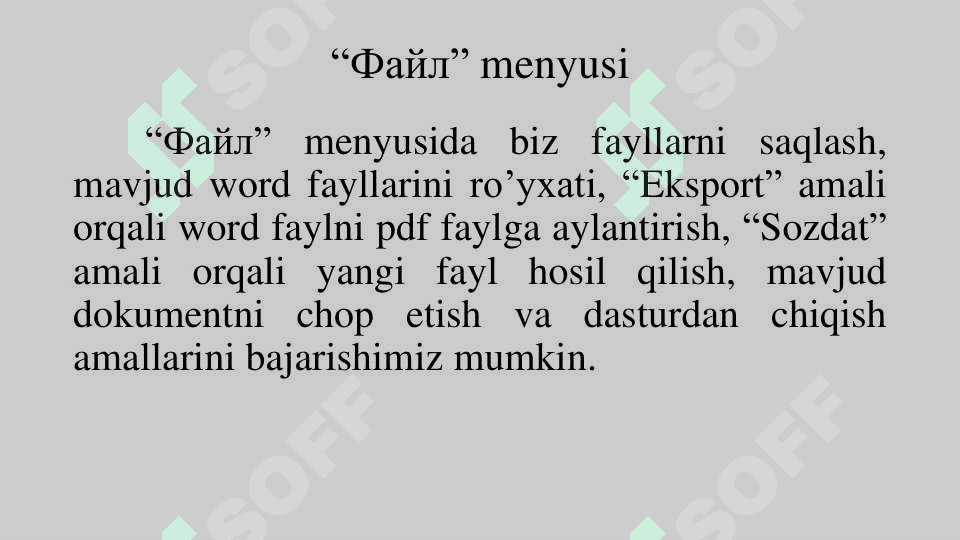 Microsoft word dasturi bilan ishlash 6