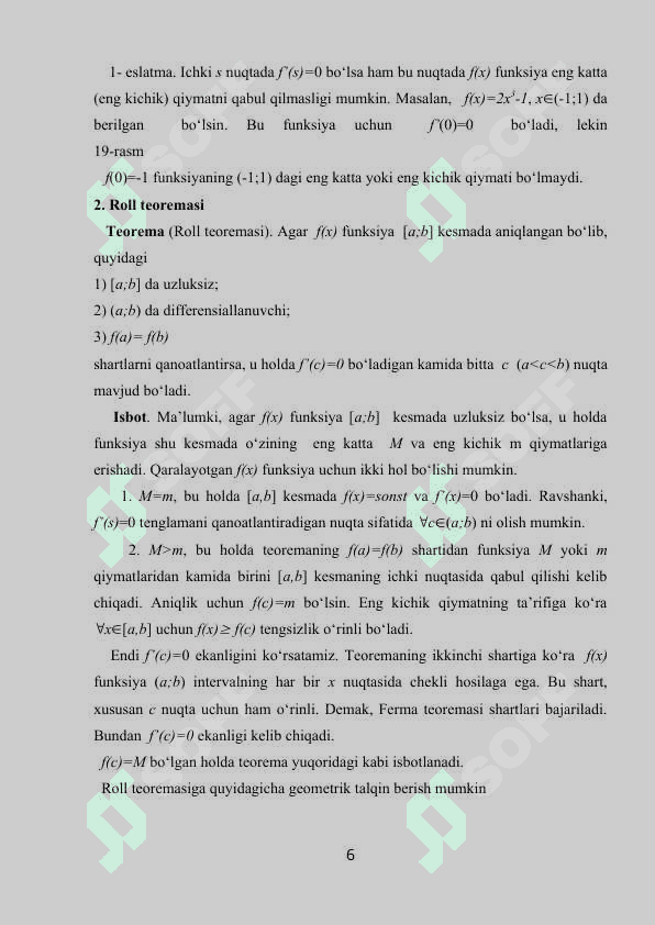 Differensial hisobning ba'zi bir tatbiqlari 6