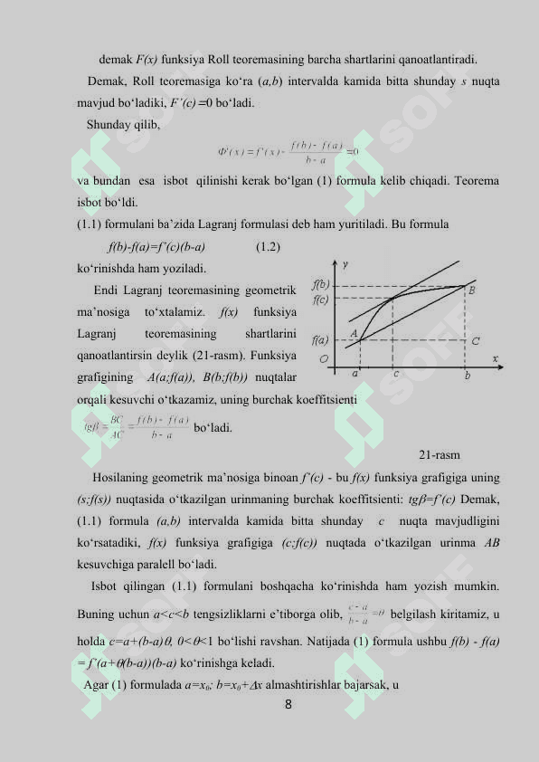 Differensial hisobning ba'zi bir tatbiqlari 8