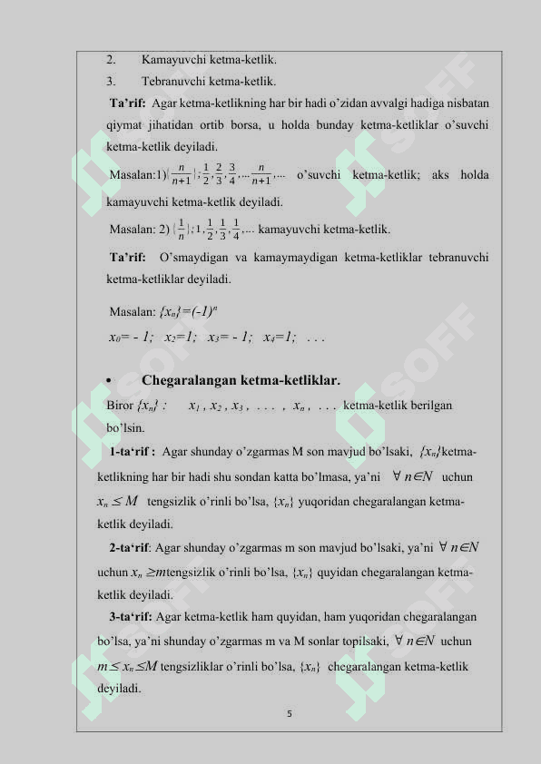 Sonli ketma-ketlik limitini hisoblash texnikalariga doir misollar 5