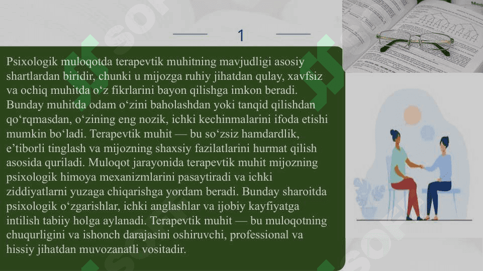 Terapevtik o‘zaro ta’sirlar muhitini yaratish slayd 5
