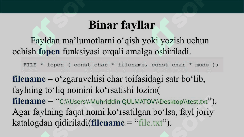 Fayllar va fayllar bilan ishlash 4