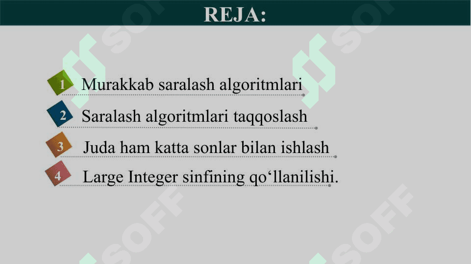 Murakkab saralash algoritmlari 2