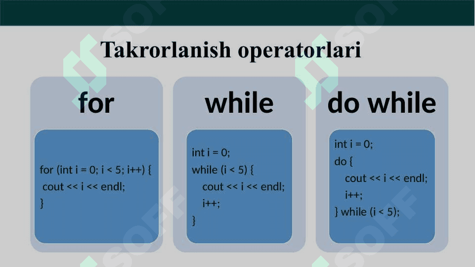 Takrorlanish operatorlari 5