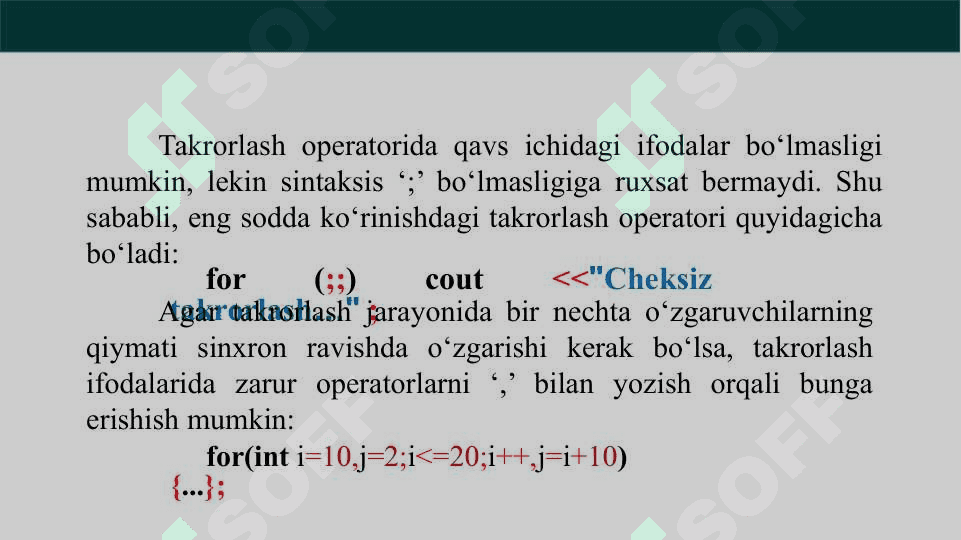 Takrorlanish operatorlari 8