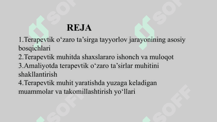 Terapevtik o’zaro ta’sirlar muhitini yaratish slayd 2