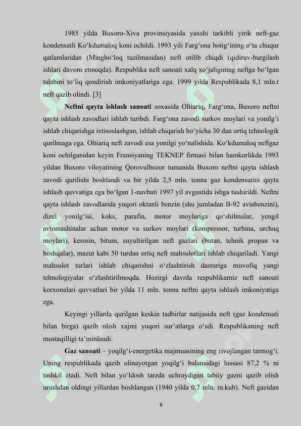 O'zbekiston yoqilg'i energetika majmuasi 8