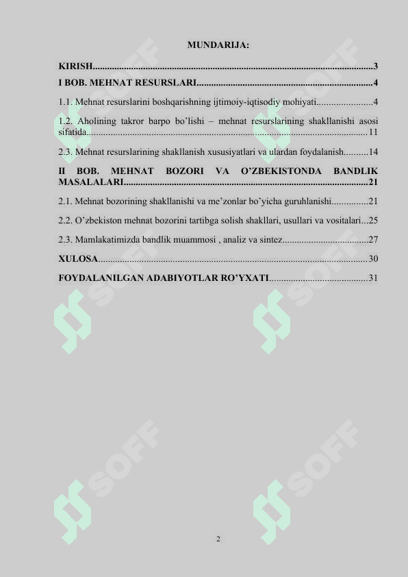O‘zbekiston mehnat resurslari, mehnat bozori va bandlik 2