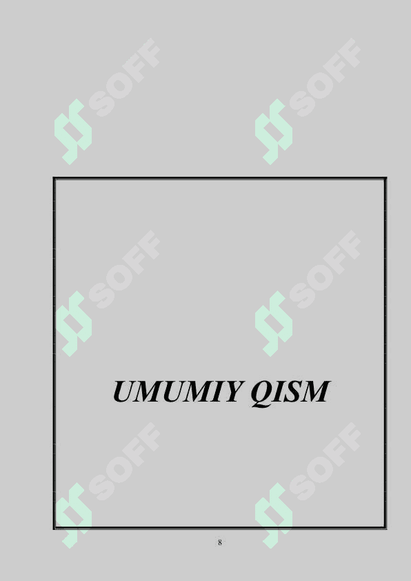 Qibray” GESini ekspluatatsiya qilish loyihasini ishlab chiqish. 8
