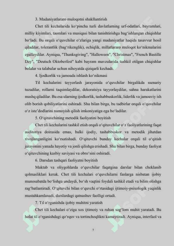 CHET TILIDA KECHALAR O‘TKAZISH METODIKASI. 6
