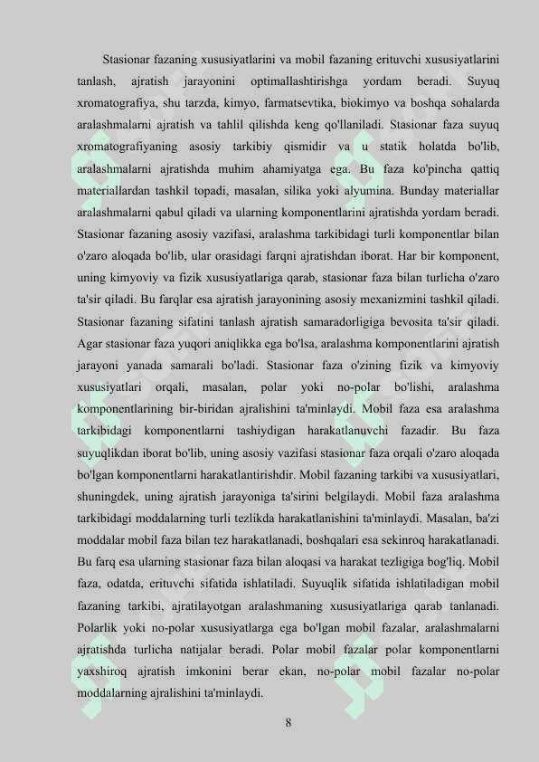 SUYUQLIK XROMATOGRAFIYASI 8